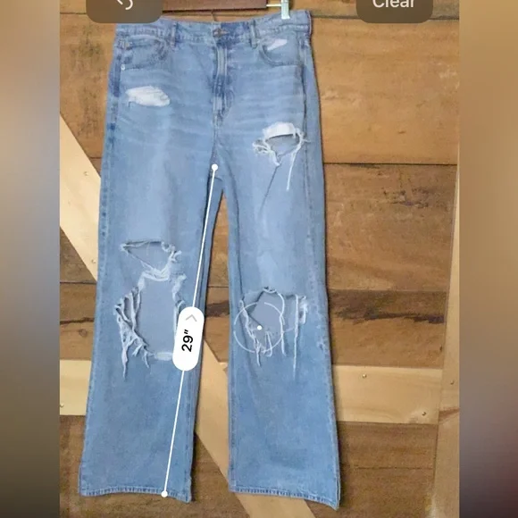 American Eagle Super High Rise Baggy Wide Leg Jeans Regular size 10 - Picture 9 of 13